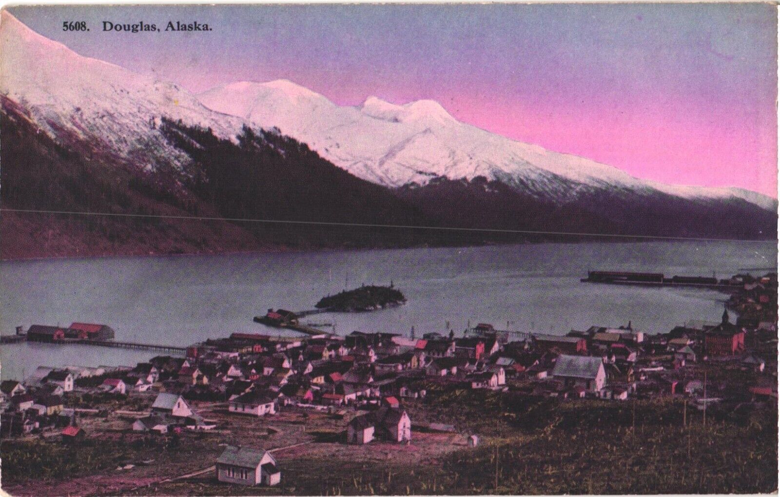Panorama of Douglas, Juneau, Alaska Along The Mountains Postcard