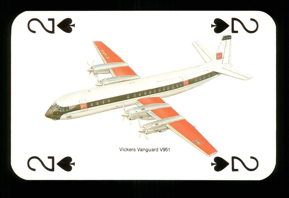 1 x playing card BA Vickers Vanguard V951 - 2 of Spades S25