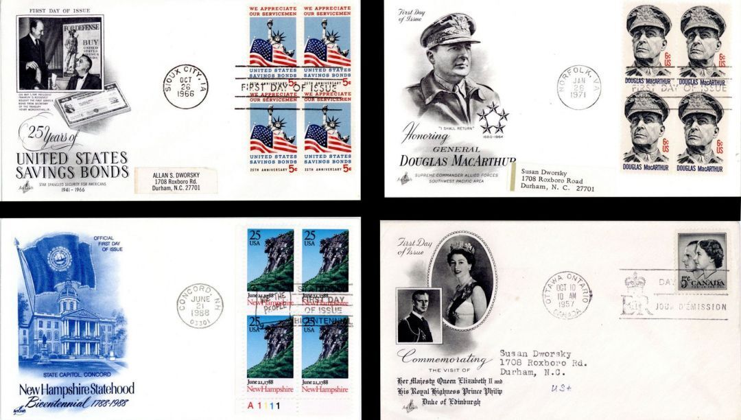 Set of 4 First Day Covers - Americana - Miscellaneous
