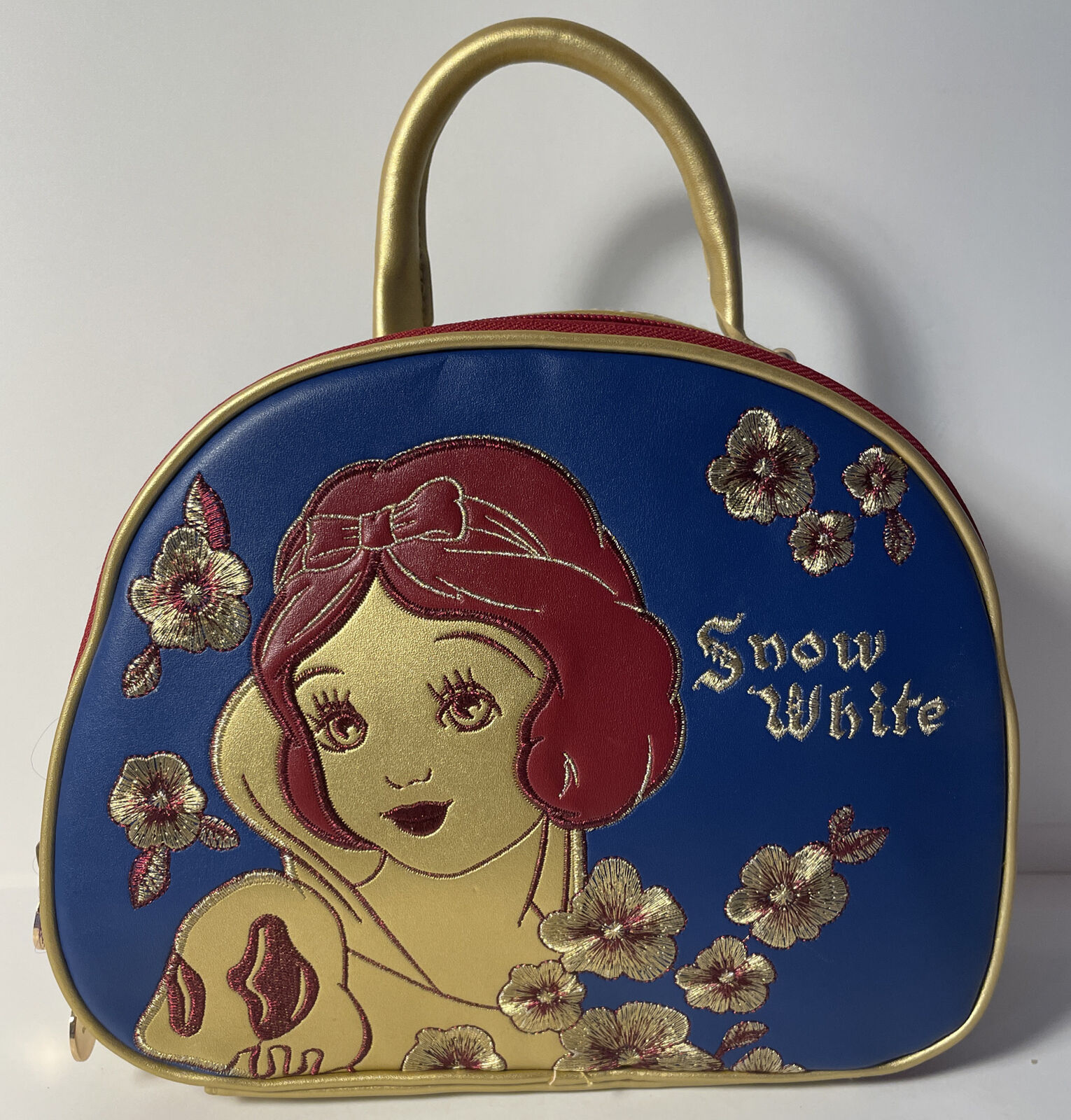 Disney 1937 Snow White Collection Makeup Bag Gold/Blue/Maroon Soft Embroidered