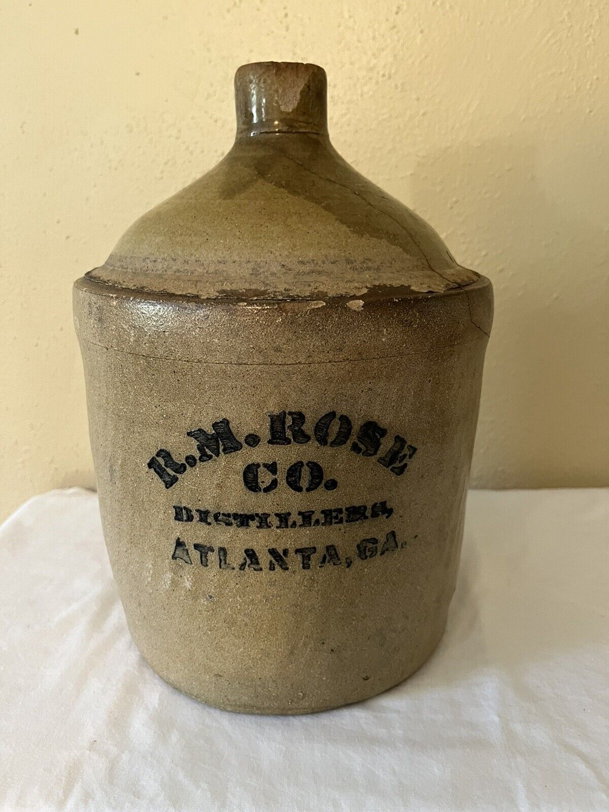 R M Rose Distillers Atlanta Ga Whiskey Jug Georgia Pottery