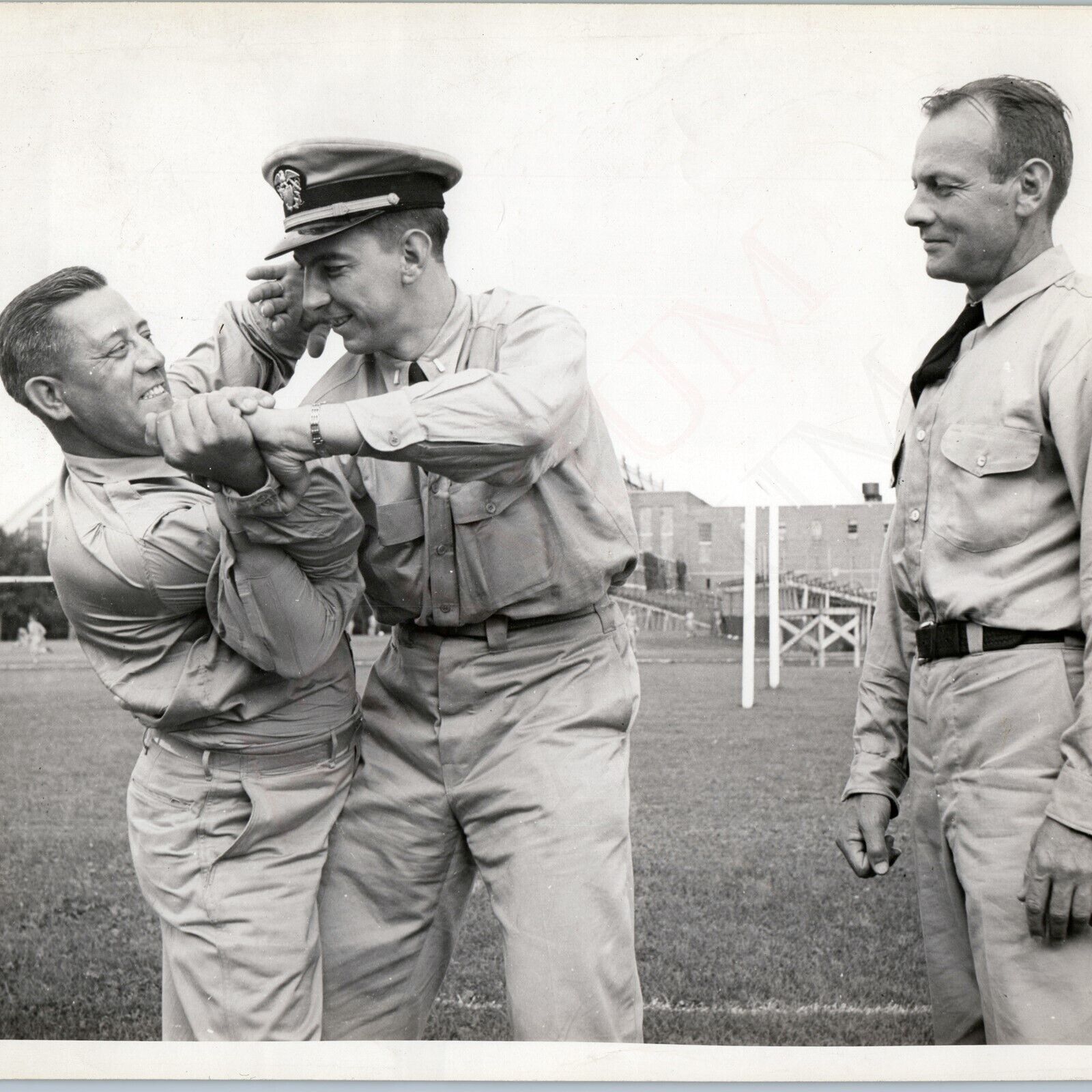 c1940s US Navy School Trainers Wrestling Photo Cadet Soldier Sailor Fight WW2 1S
