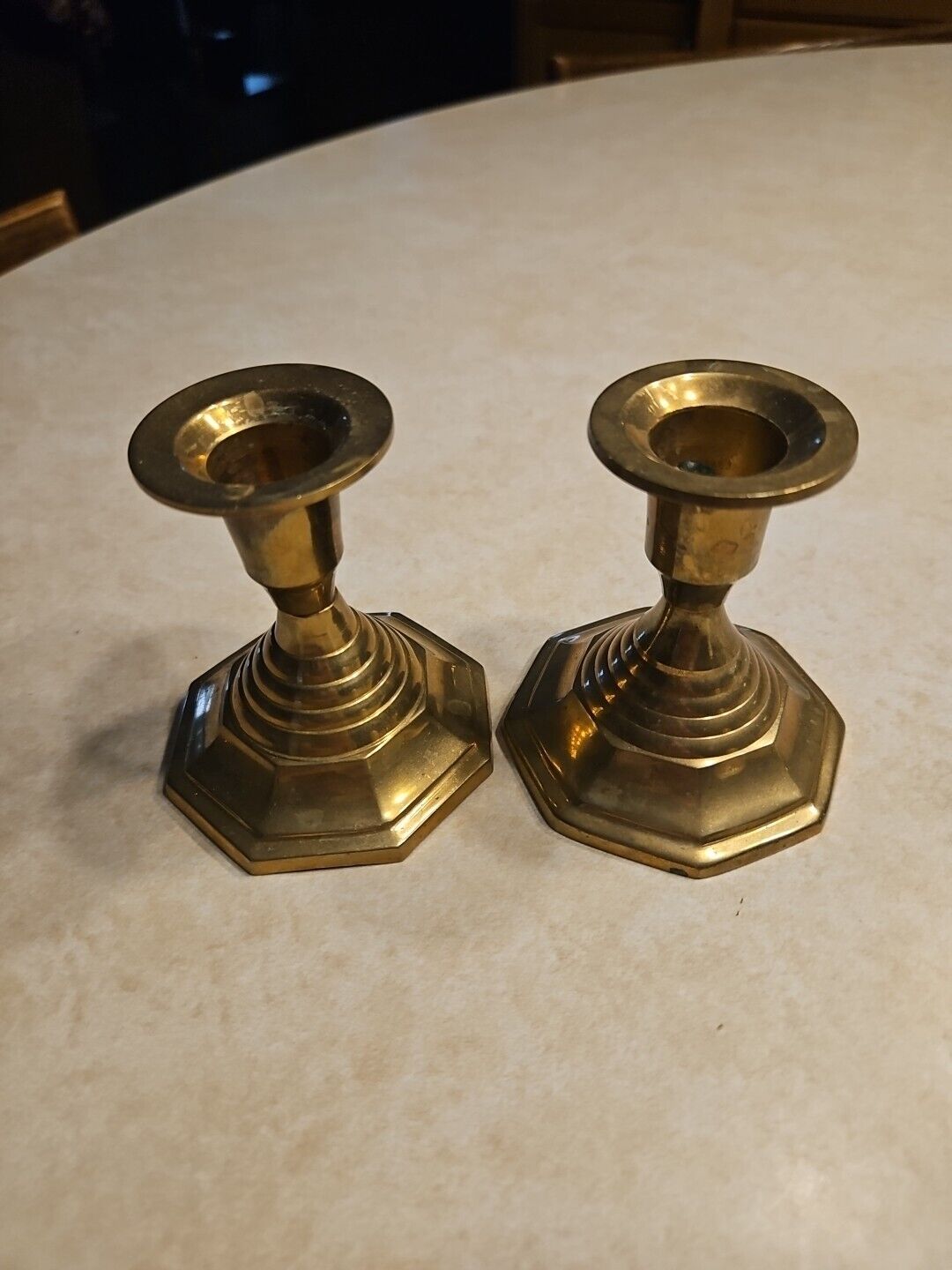 Pair of Vintage MCM India Brass Candlesticks 3.25\