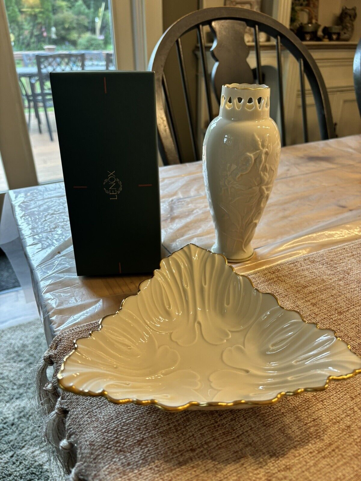Lenox Dish And Vase LOT SALE. Both Never Used.  Stamped.  DEAL
