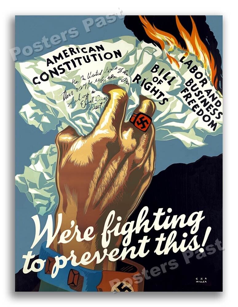 1940s “We're Fighting to Prevent This” WWII Propaganda War Poster - 18x24