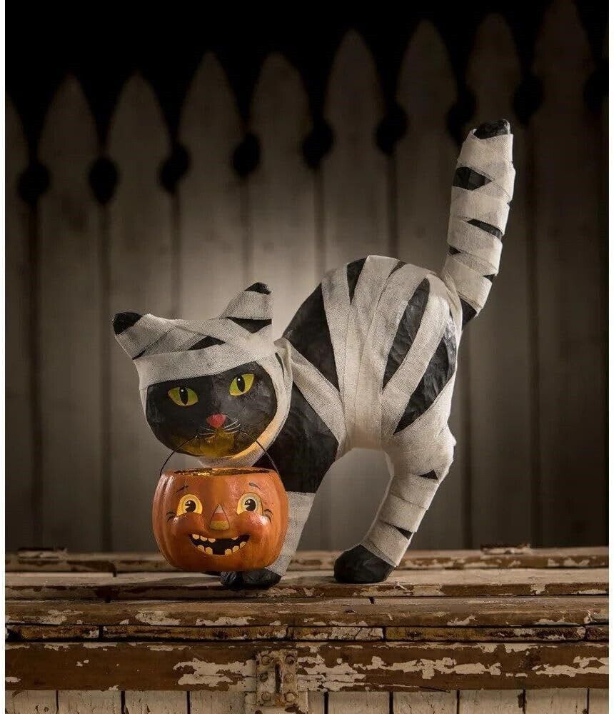 Bethany Lowe Mummy Kitty Black Cat Halloween Figure Decor TJ2321