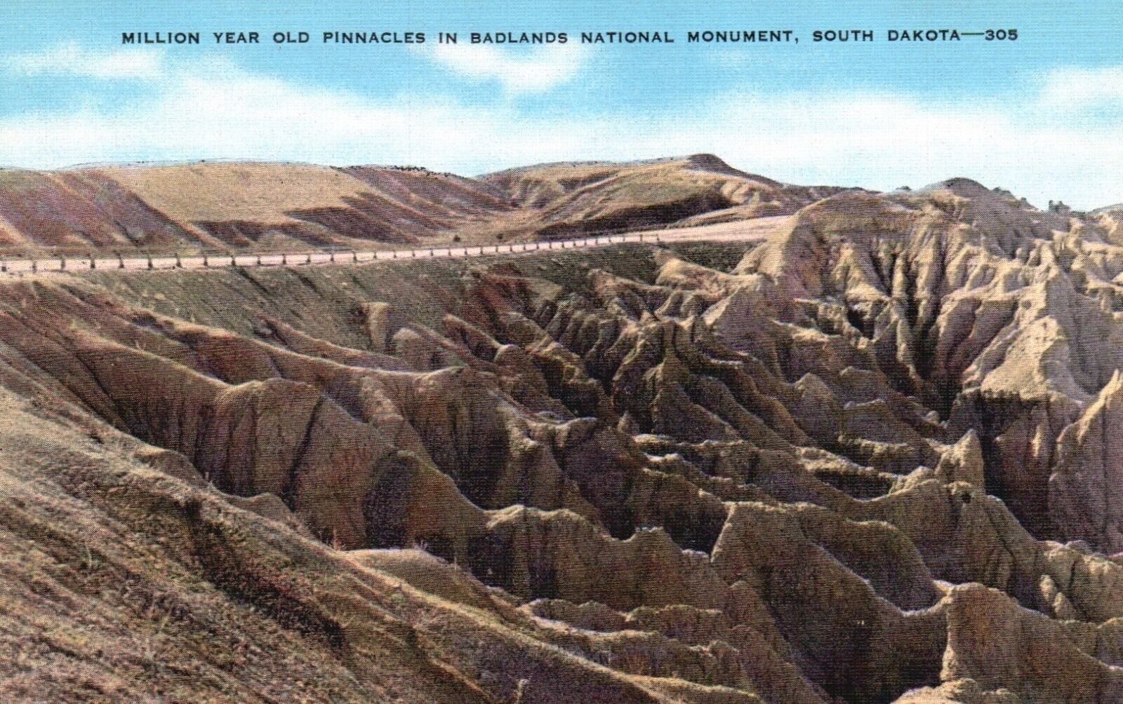 Postcard SD Badlands National Monument Million Year Old Pinnacles Linen PC f8083