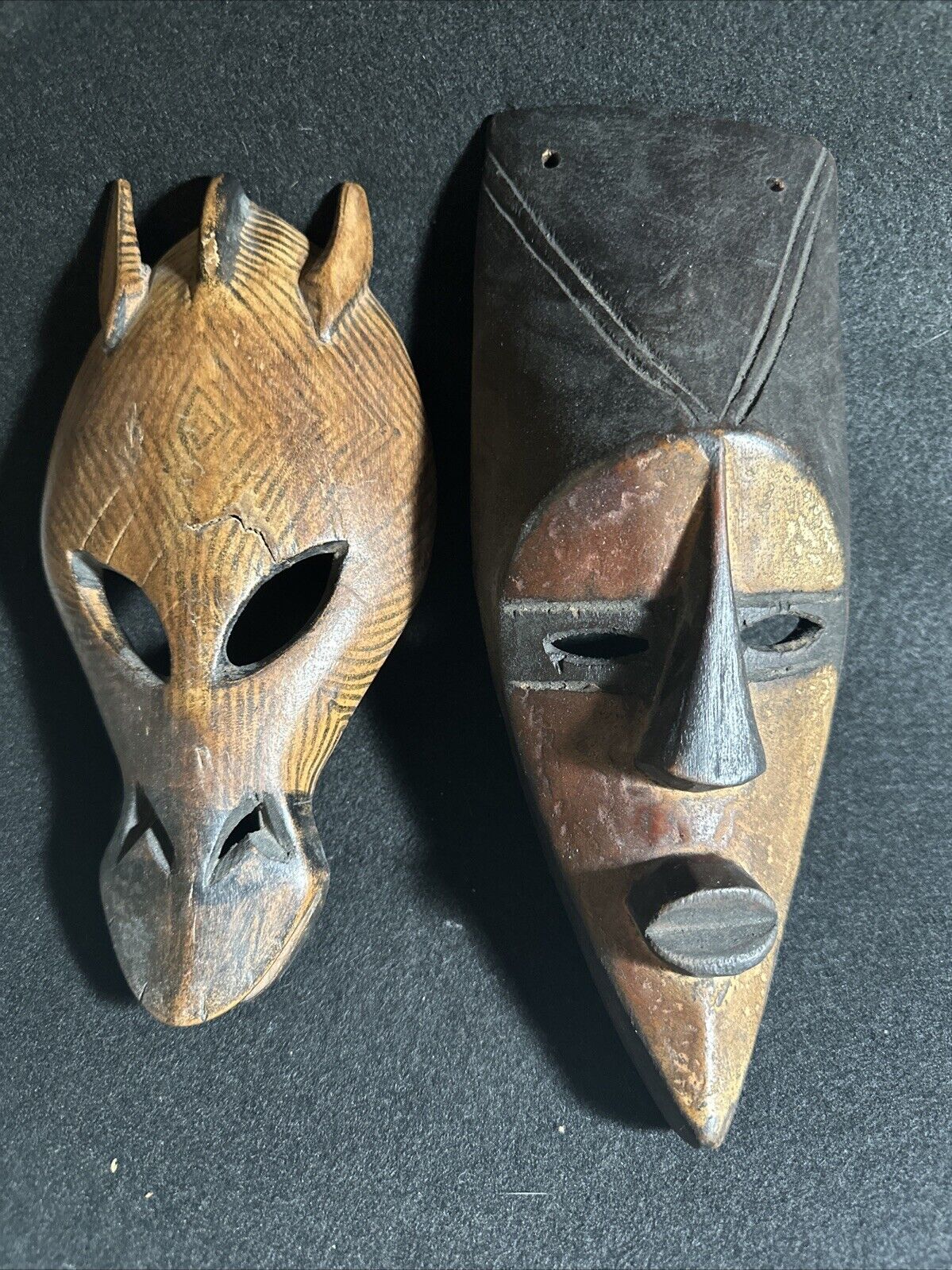 Vintage HAND CARVED African Masks Wall Decor