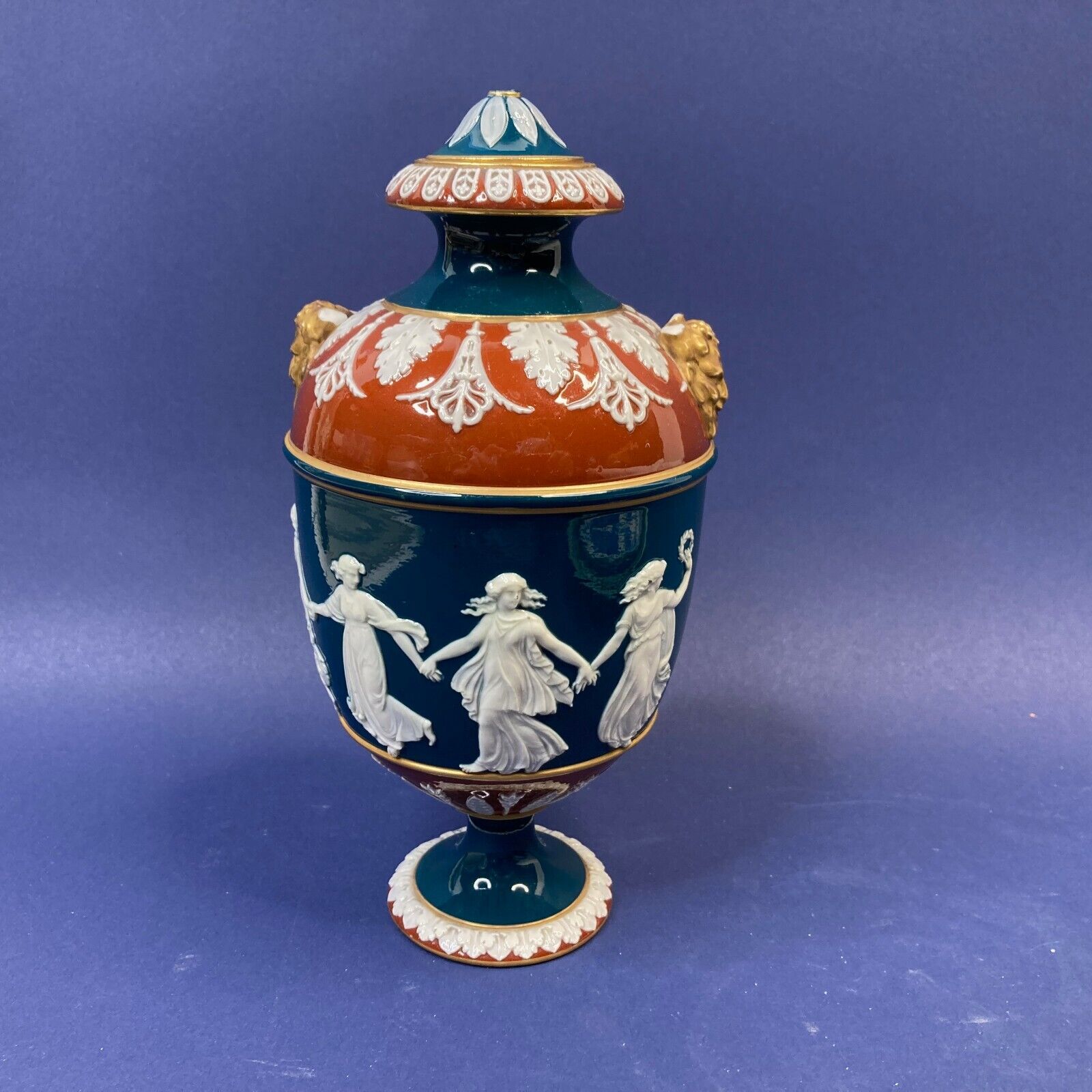 Antique Wedgwood Victoria Ware Dancing Hours Lidded Vase