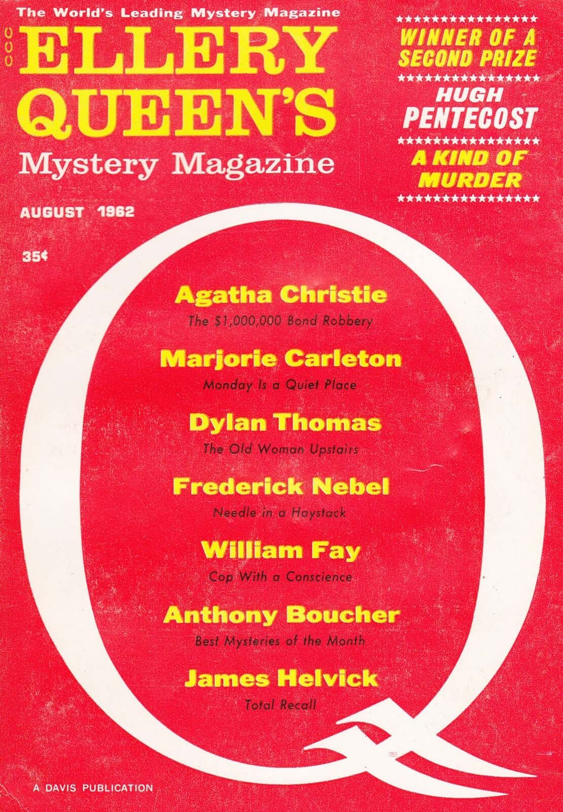 Ellery Queen\'s Mystery Magazine #225 FN; Davis | Agatha Christie August 1962 - w