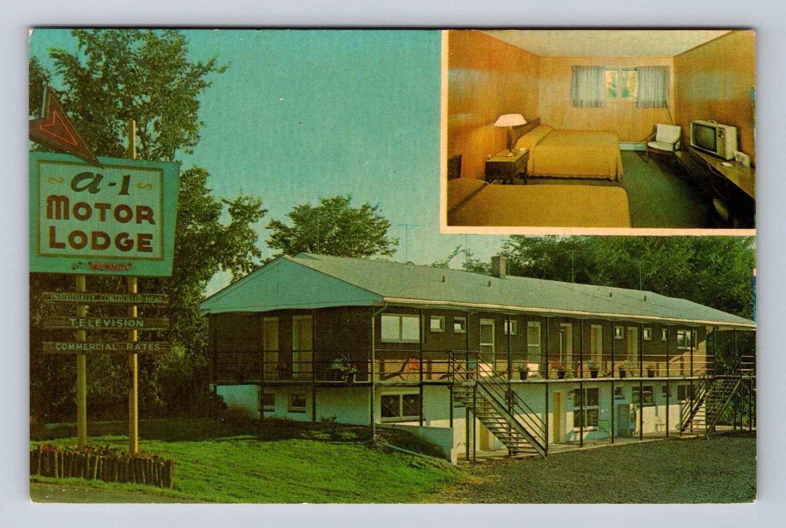 Auburn NY-New York, A-1 Motor Lodge, Advertising, Antique Vintage Postcard