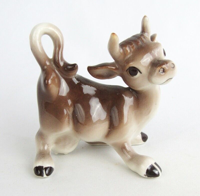 Vintage Ceramic Cartoony Anthropomorphic Cow Figurine - Cute
