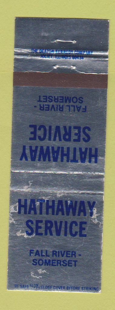 Matchbook Cover - Hathaway Service Fall River Somerset MA