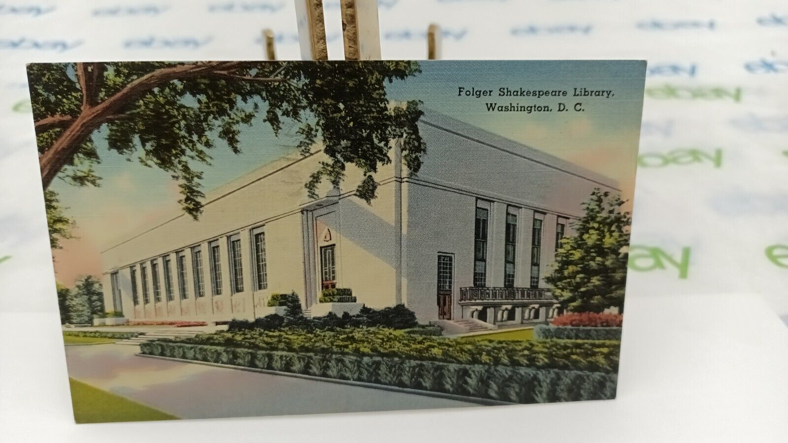 Washington DC, Folger Shakespeare Library, Linen Vintage Postcard