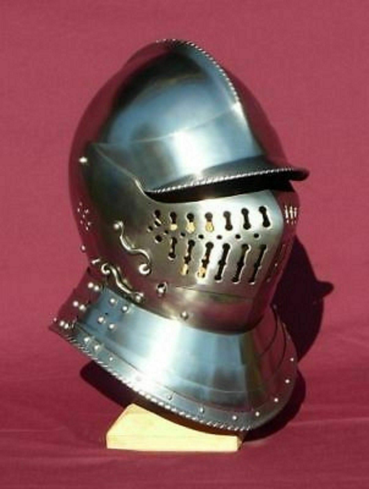 Medieval Knight European Closed Helmet Armor Steel German Helmet
