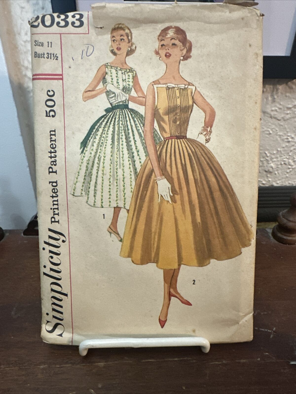 Vintage 1940s Simplicity Sewing Pattern 2033 Misses Dress Size 11 31 1/2 Bust