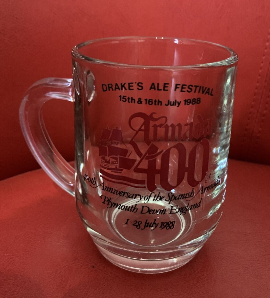 Drakes Ale Festival 1988 Half Pint Glass Tankard - Vintage - Ideal For Home Bar