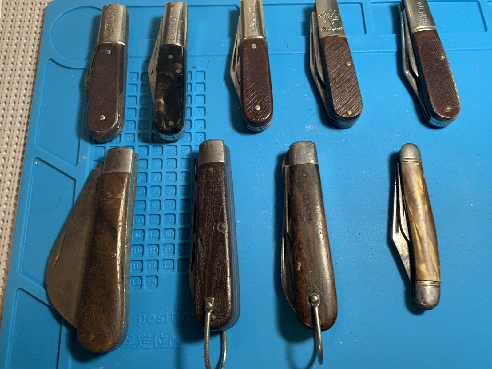 Collection vintage pocket knives, Barlows, Klein,Schrade, Hammer ,Boker lot of 9