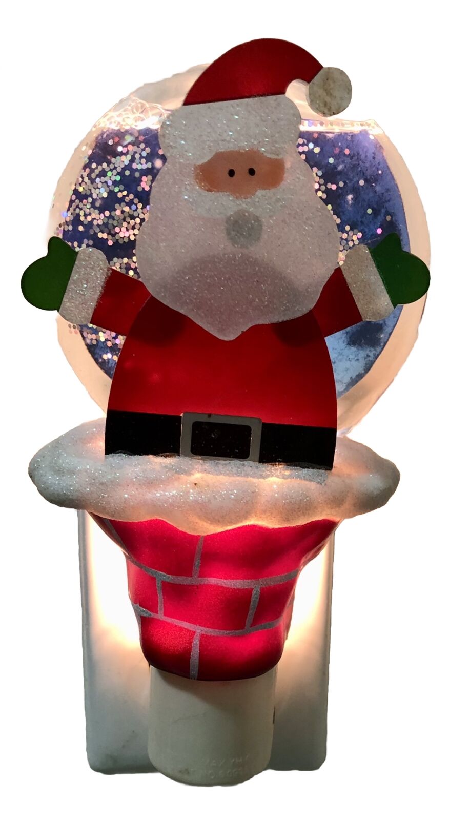 Night Brite Santa Claus Christmas Snow Globe  Night Light Swivel Plug