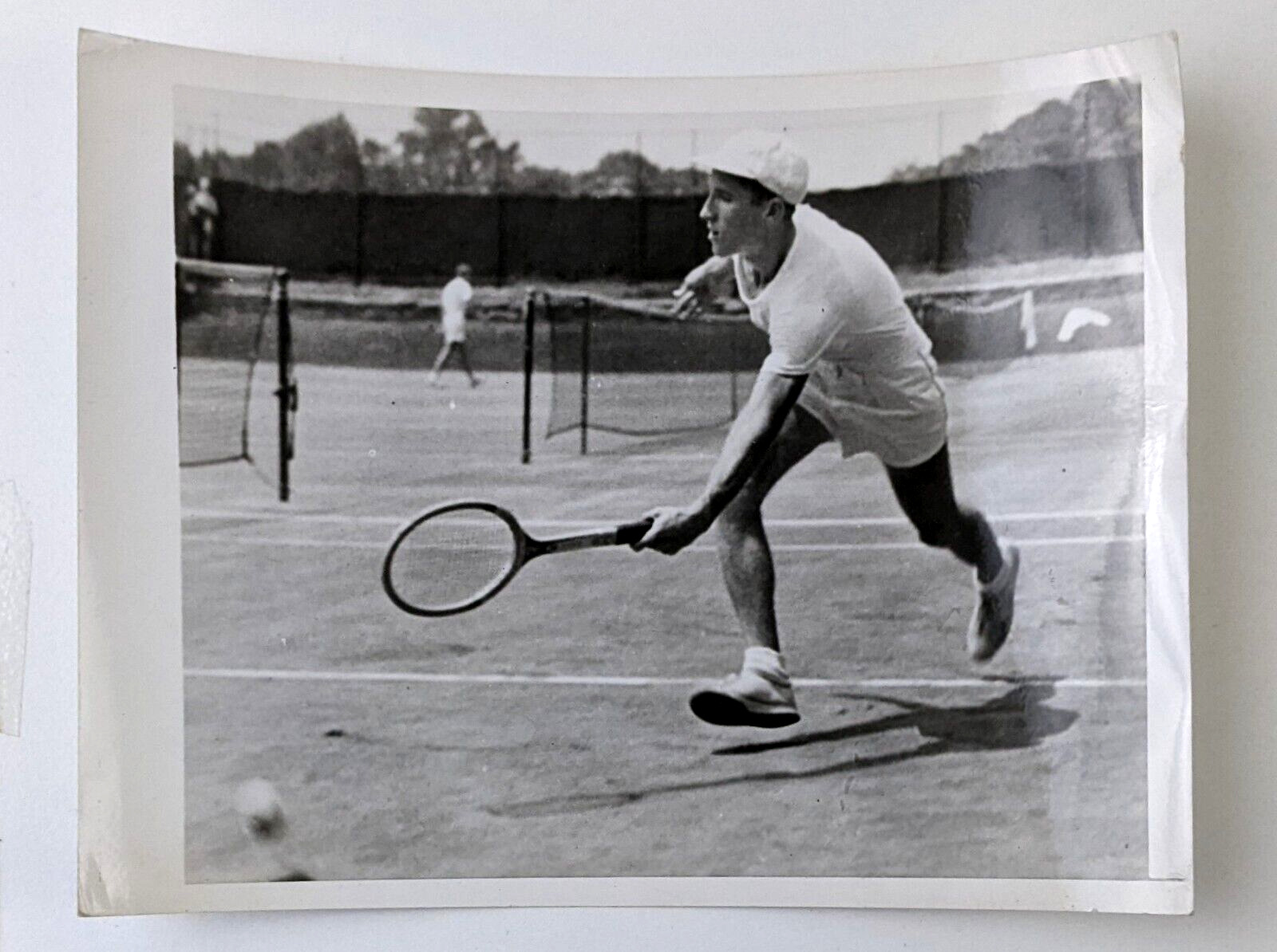 1950s Men\'s Tennis Match Lunging Forehand Vintage ACME Press Photo