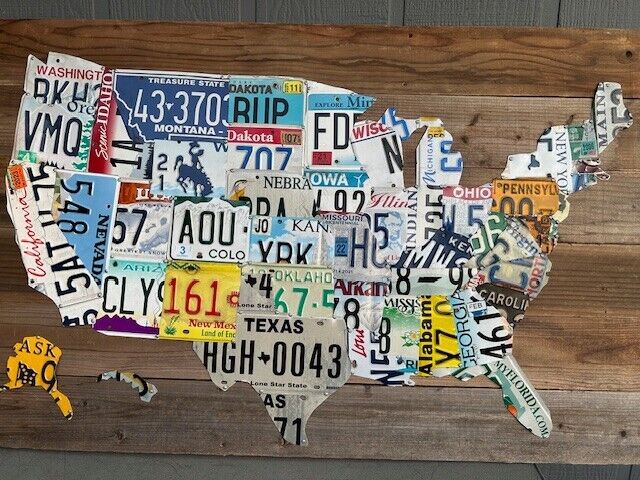 Extra Large Authentic USA License Plate Map  