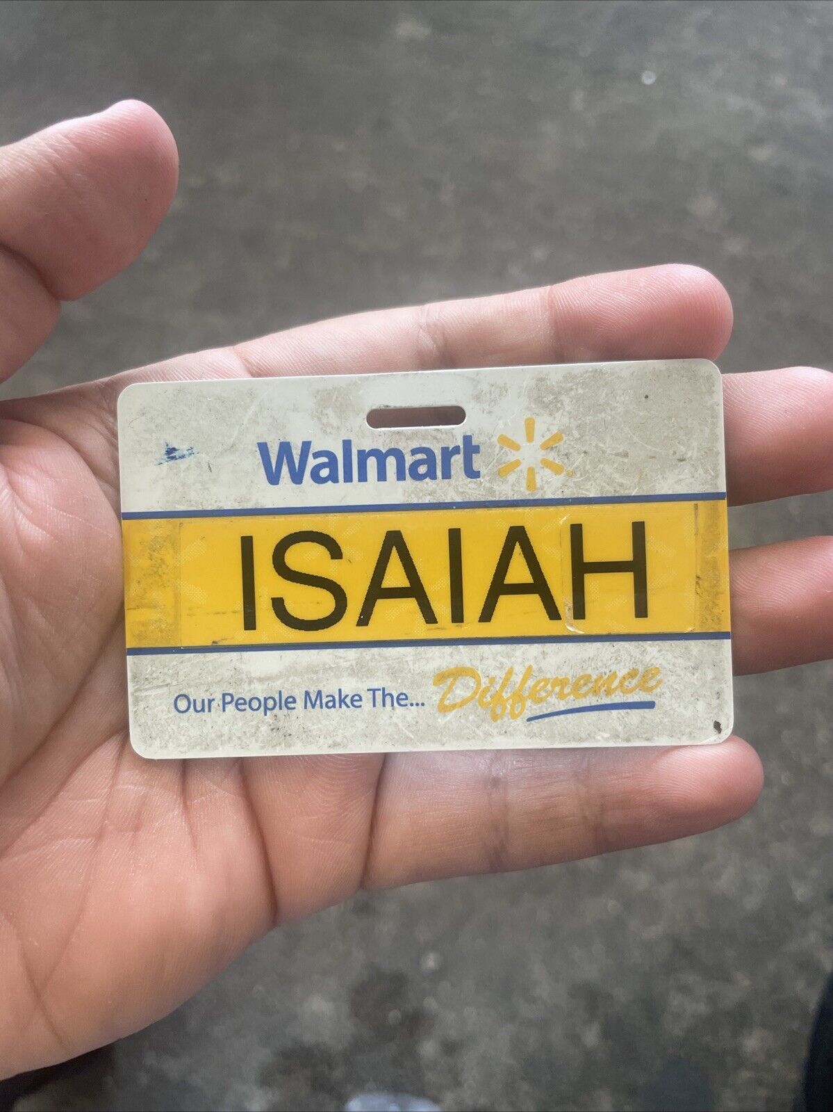 Walmart Employee Name Badge used, With Name And Clock Out And In Barcode