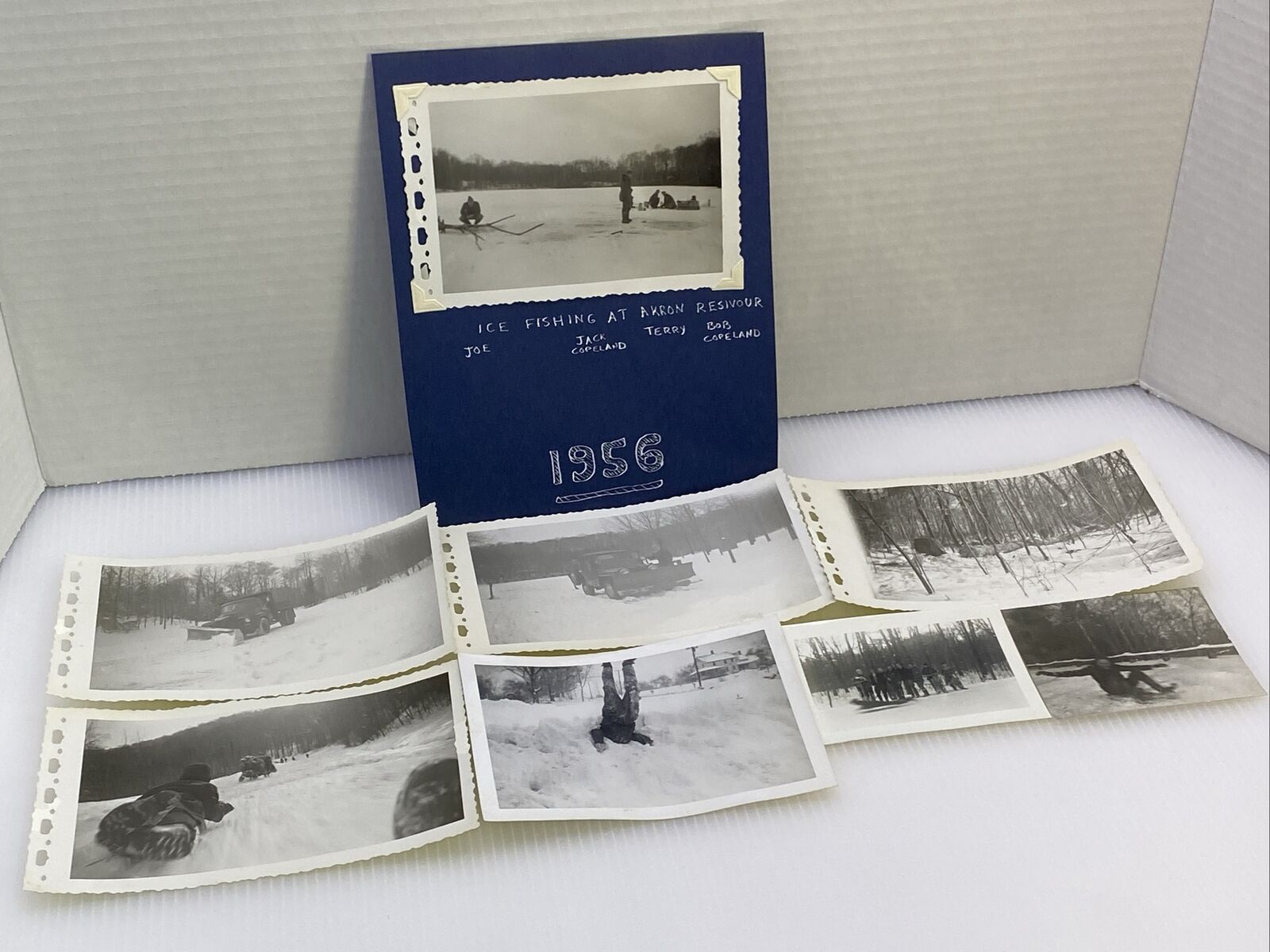 1950's Akkron NY Ice Fishing Winter Sledding - Original Vintage Rare Photographs