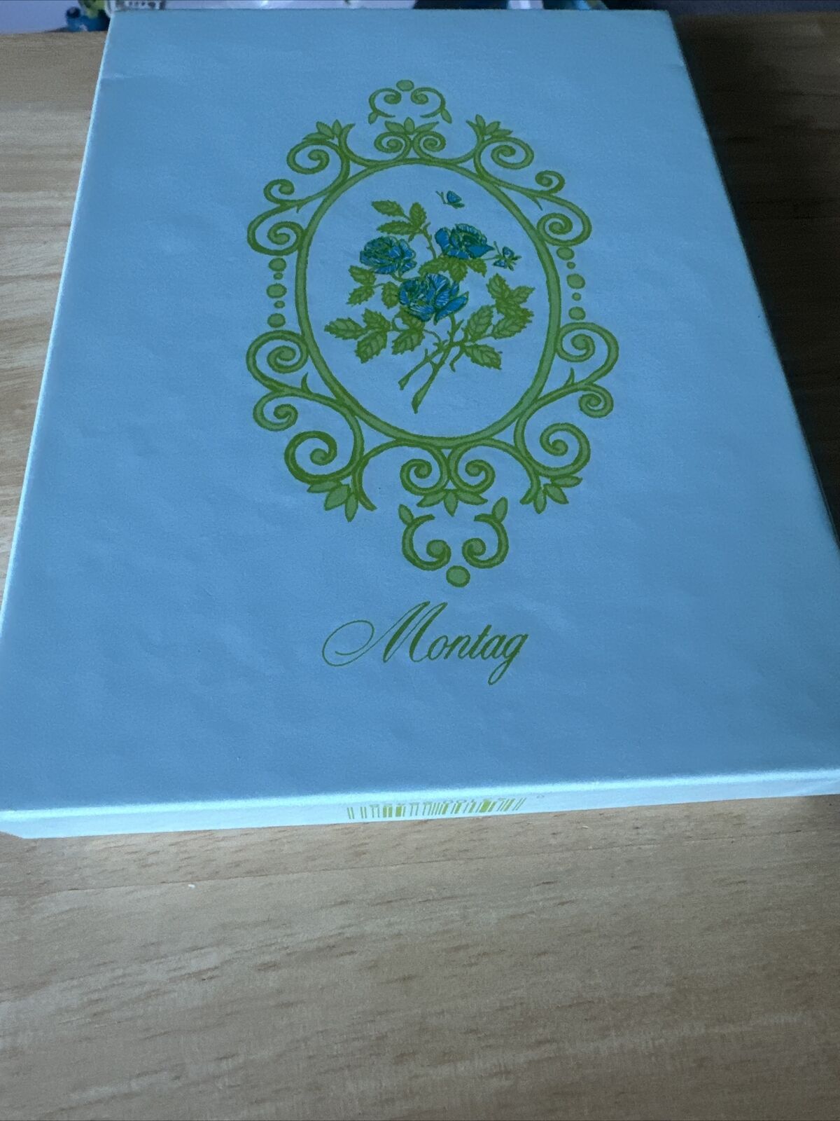 Vintage Montag Stationery Blue Floral Flower 22 Sheets 11 Envelopes Mead In Box