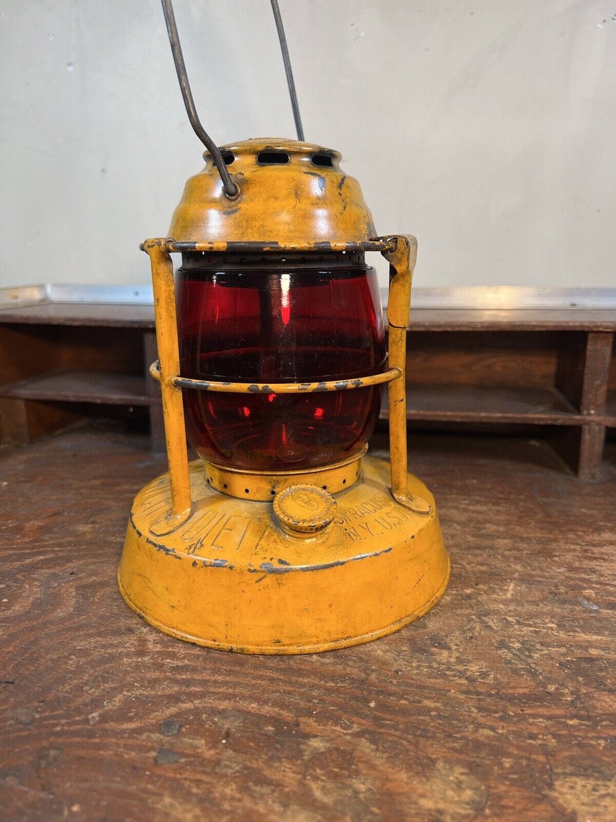 Vintage DIETZ Night Watch Railroad Lamp Lantern w/  Unmarked Red Glass Globe