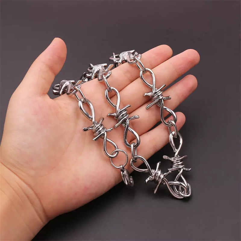 Jewelry High Quality Silver Thick Barbed Wire Brambles Choker Necklace 1PC