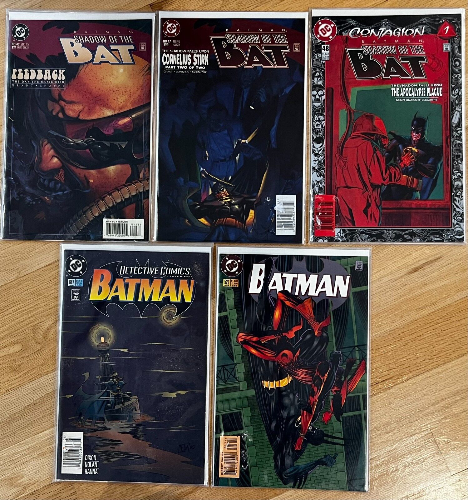 DC Comics Batman Lot of 5 , Batman 523,687 and Shadow of the Bat 42,47,48.