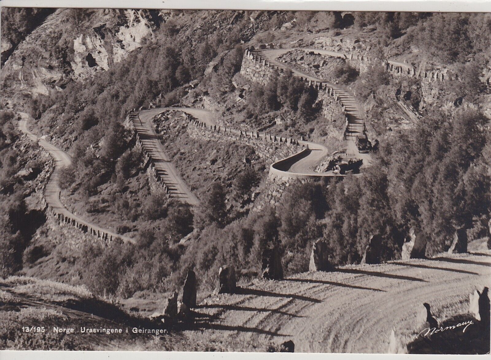 Norway. Urasvingene i Geiranger.  Vintage Real Photo Postcard