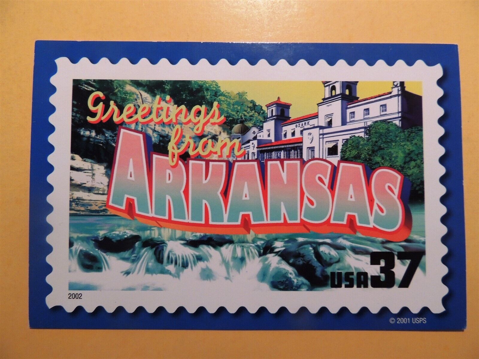 Greetings from Arkansas vintage large letter postcard USPS issue