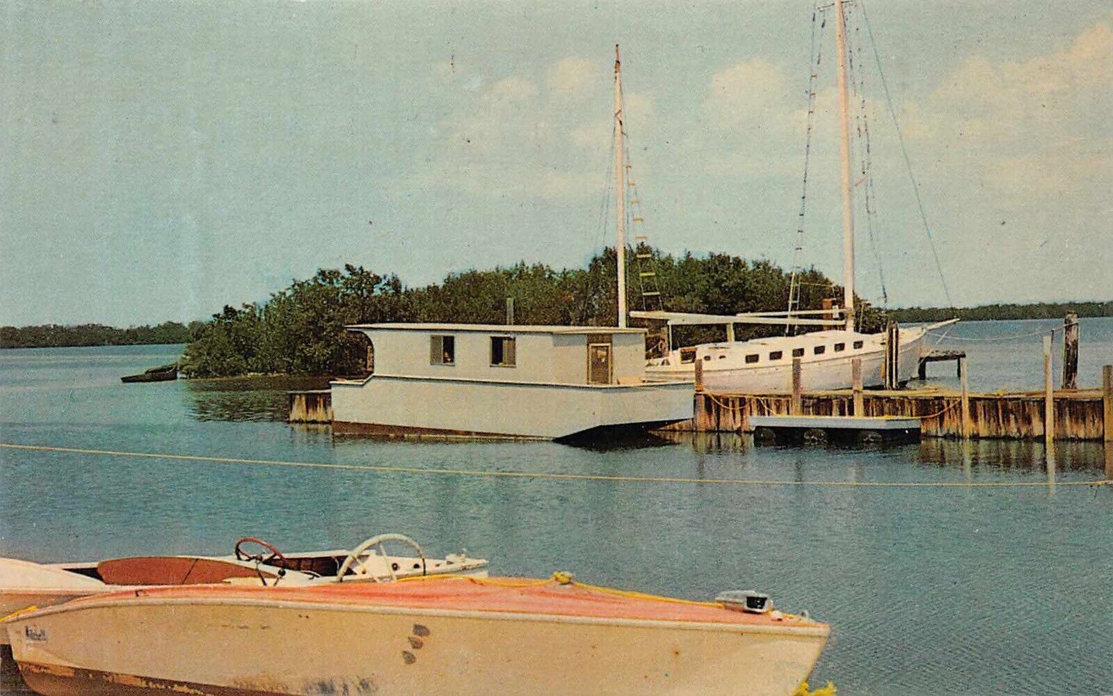 FL 1969 UNUSUAL Florida Red Pelican Marina at Sanibel Island, FLA - LEE COUNTY 
