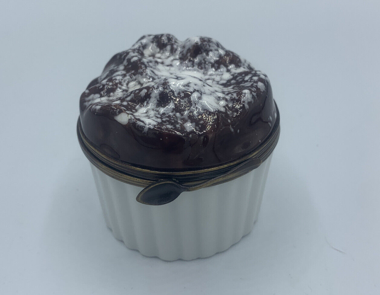 LIMOGES CHOCOLATE SPRINKLE CUPCAKE DESSERT WITH SPOON LATCH