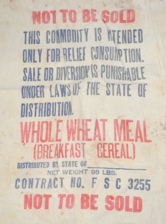 1930s Flour Sack Federal Surplus Commodities Commission Vtg Cereal Full Feed Bag
