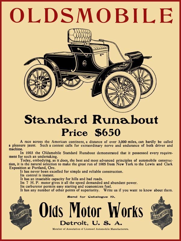 1906 Oldsmobile Auto NEW Metal Sign: Standard Runabout - Lansing, Michigan