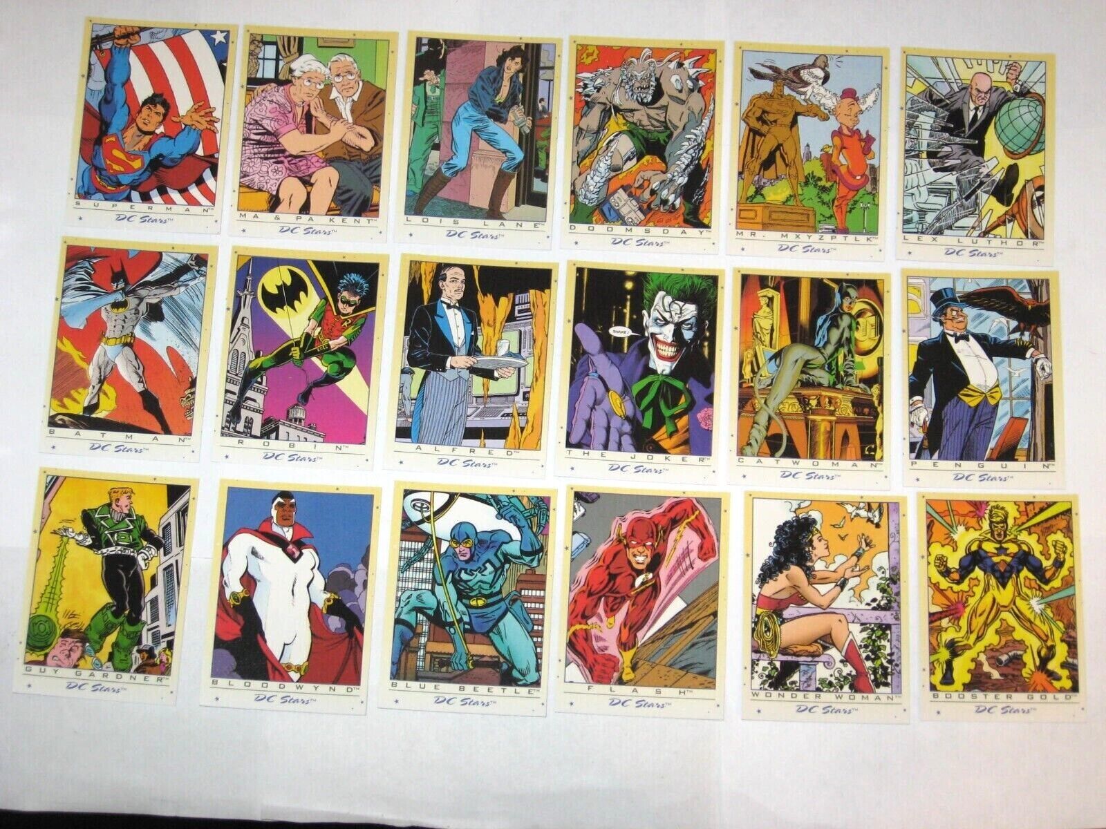 1994 DC STARS 45 CARD SET + INSERT PUZZLE JUSTICE LEAGUE SET BATMAN JOKER