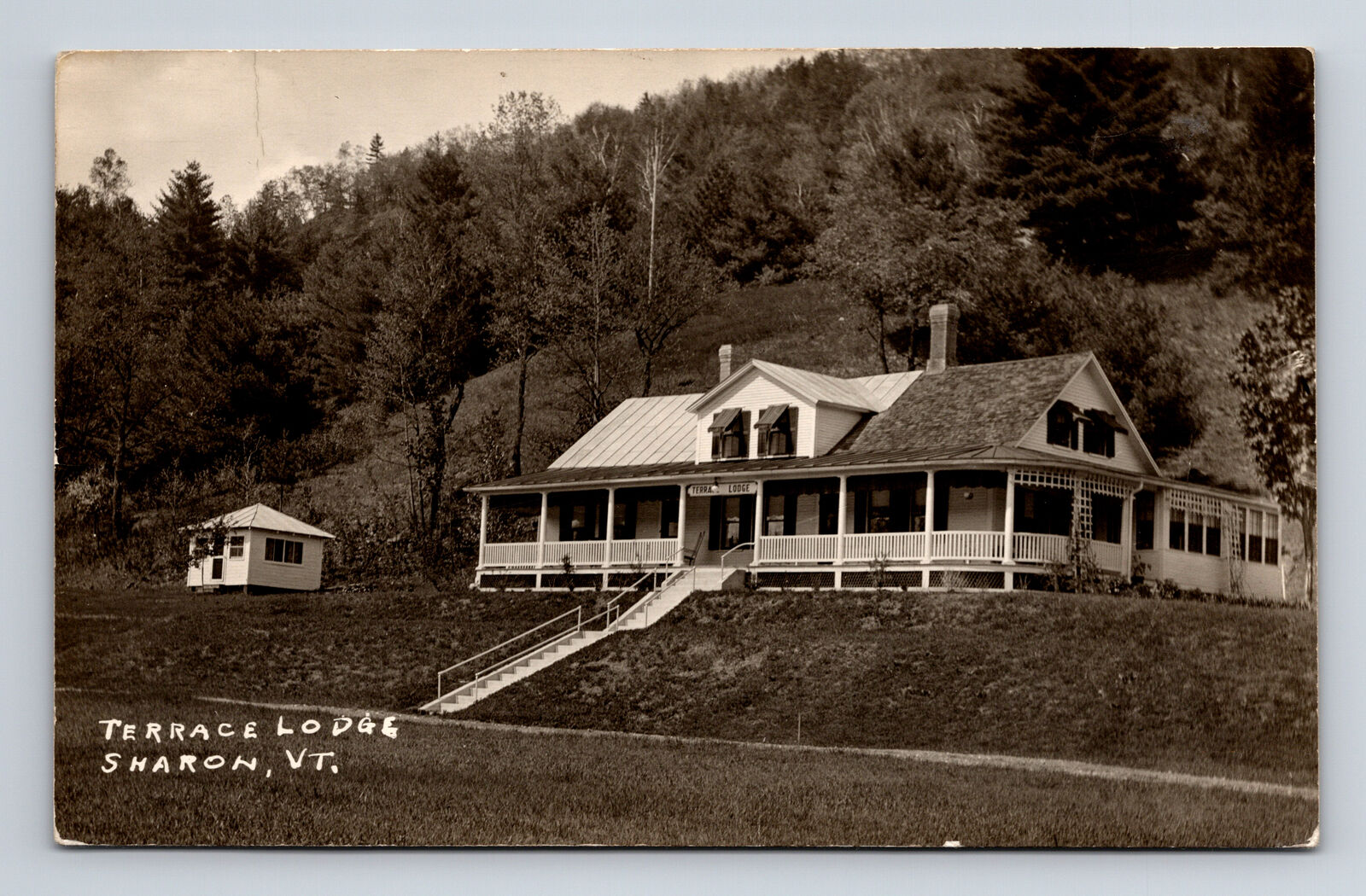 RPPC Terrace Lodge Inn Sharon Vermont VT Real Photo Postcard