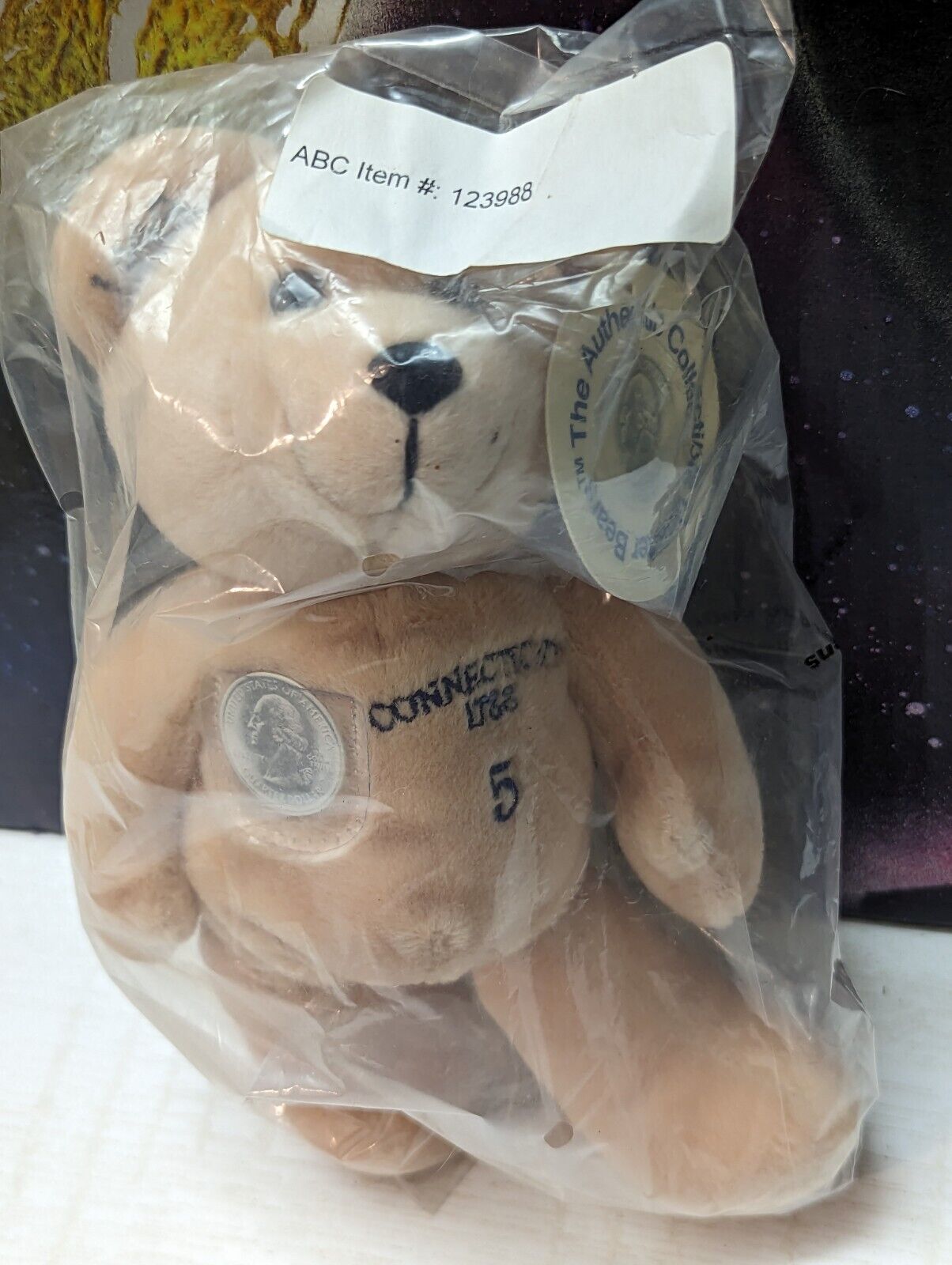 1999 Connecticut State Quarter Bear Timeless Toys Collectible Mint Plush New 9\