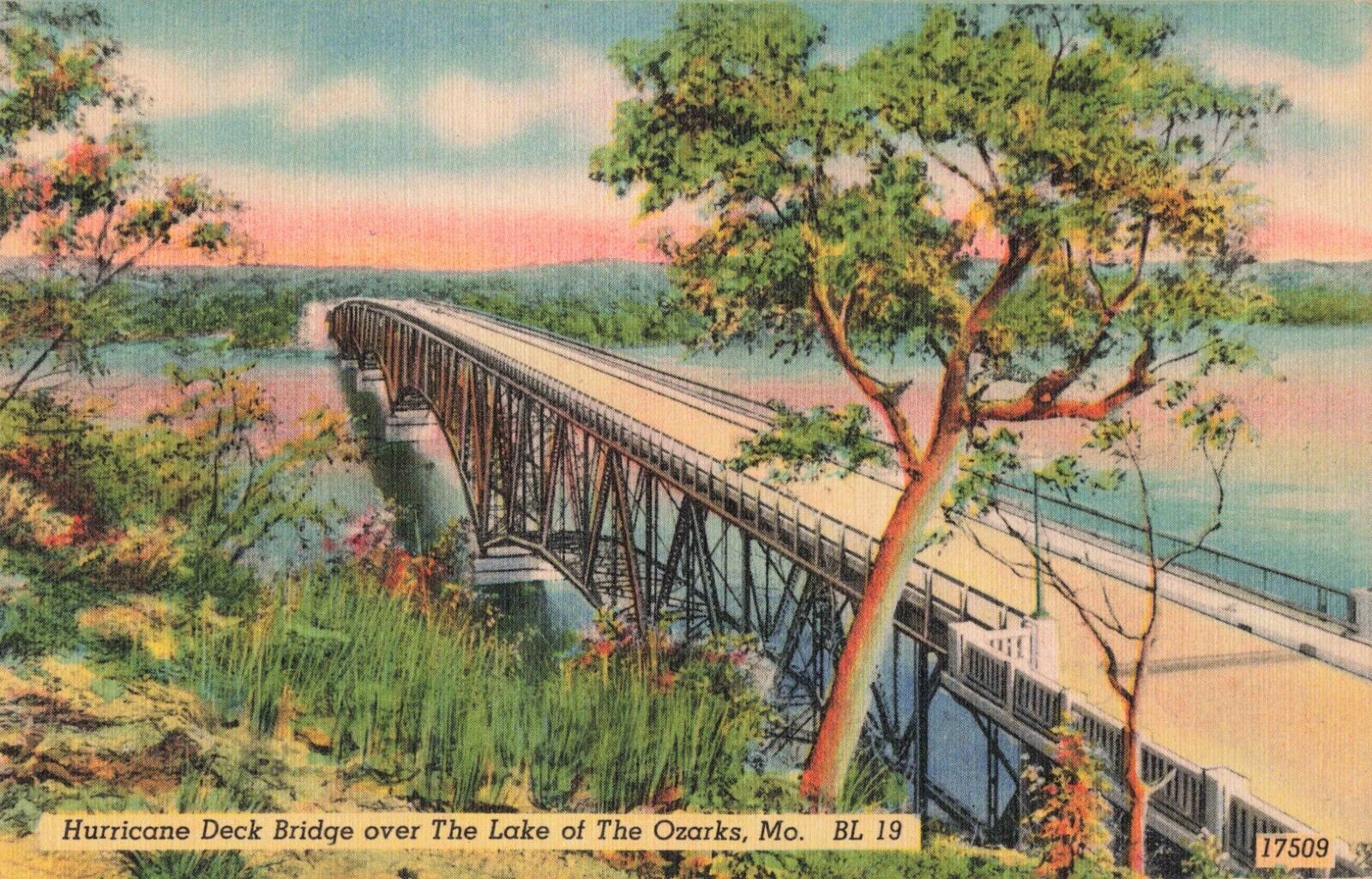 Lake of the Ozarks MO Missouri, Hurricane Deck Bridge, Vintage Postcard