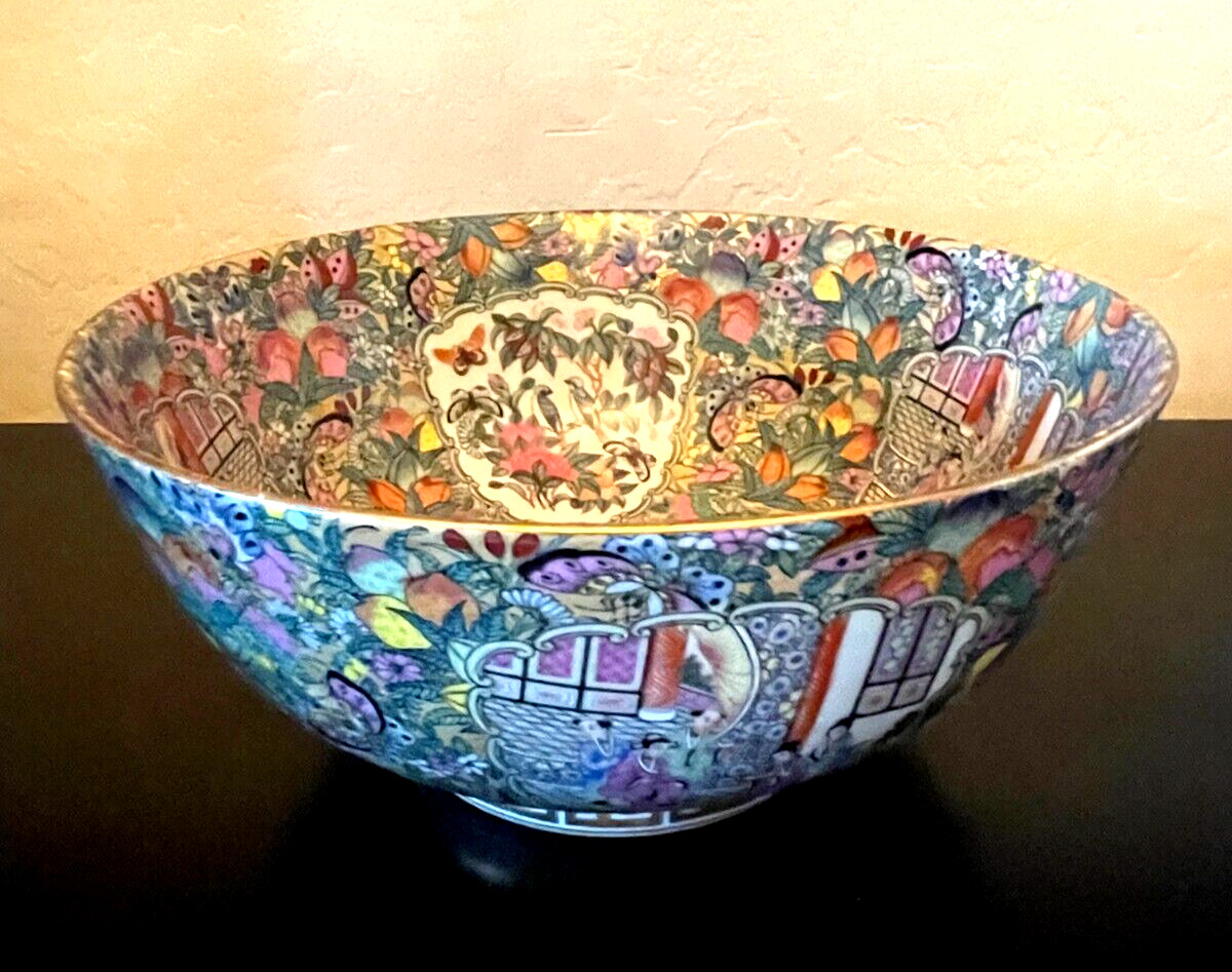 Exquisite Chinese Export Handpainted Porcelain Famille Rose Bowl 10\