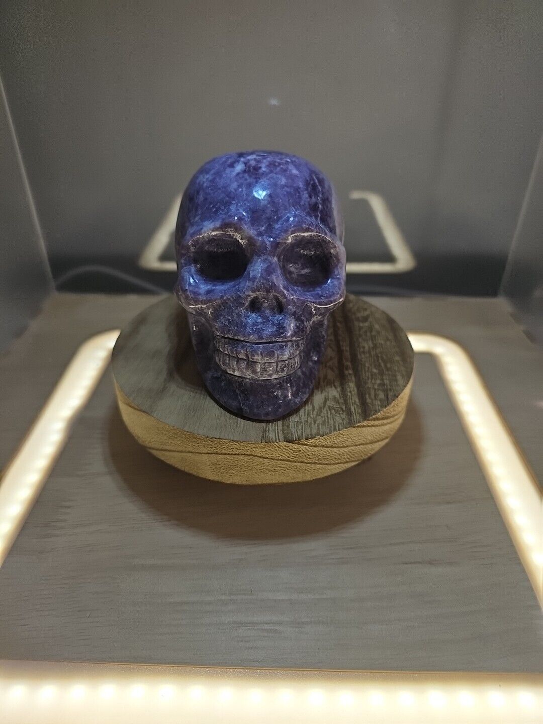 1.52LB 1Pc Purple Mica Lepidolite Quartz Crystal Skull Carving Head Sculpture