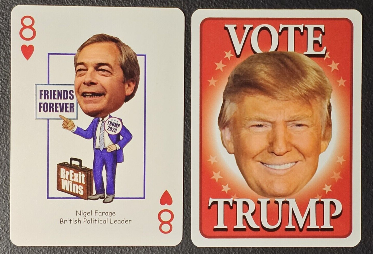 Nigel Farage British Leader 8 of Hearts - Vote Trump for President Playing Card