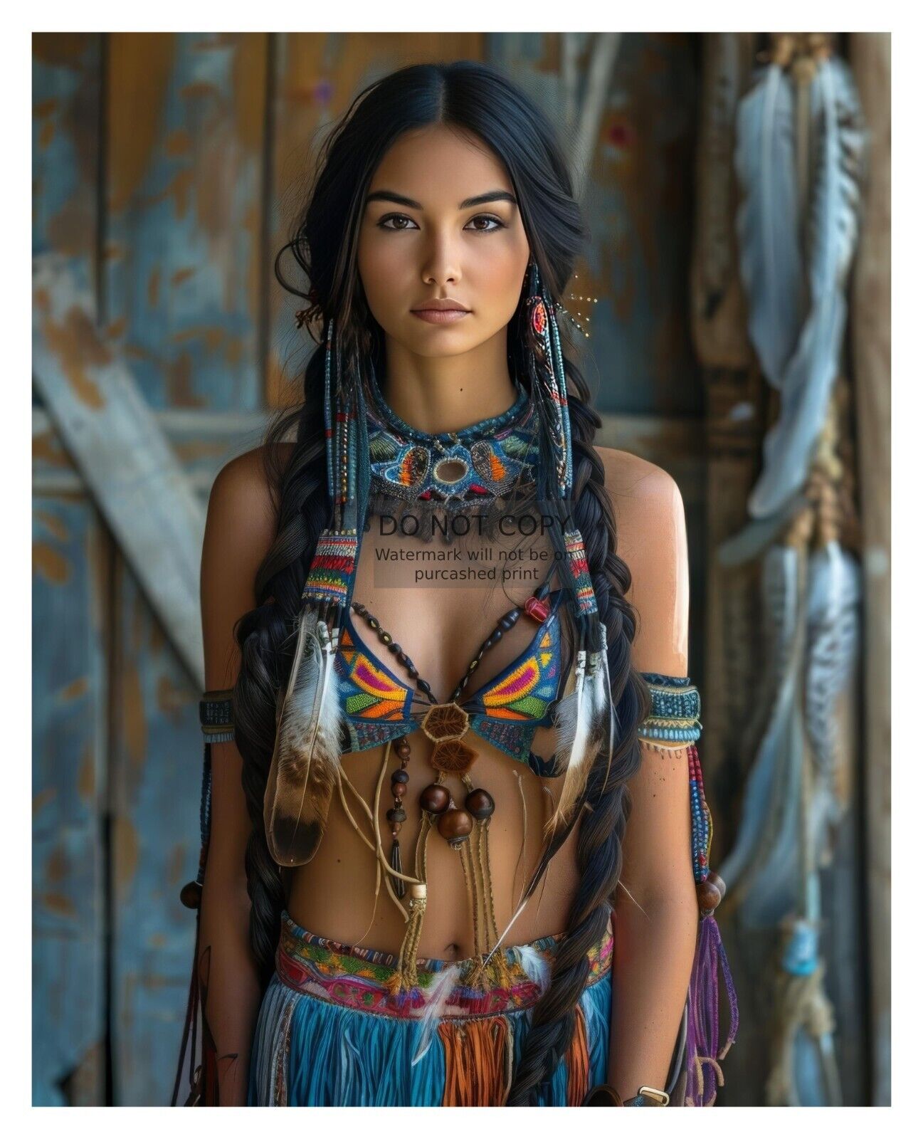 GORGEOUS YOUNG NATIVE AMERICAN LADY 8X10 FANTASY PHOTO