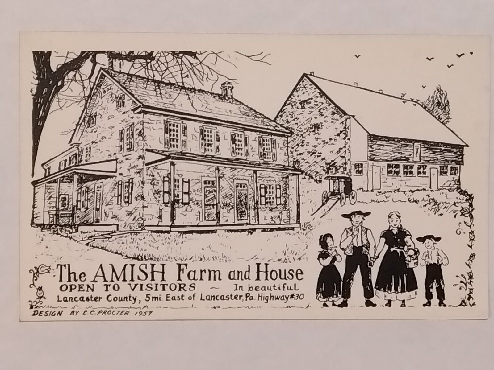 Postcard The Amish Farm And House Lancaster Pennsylvania Highway 30
