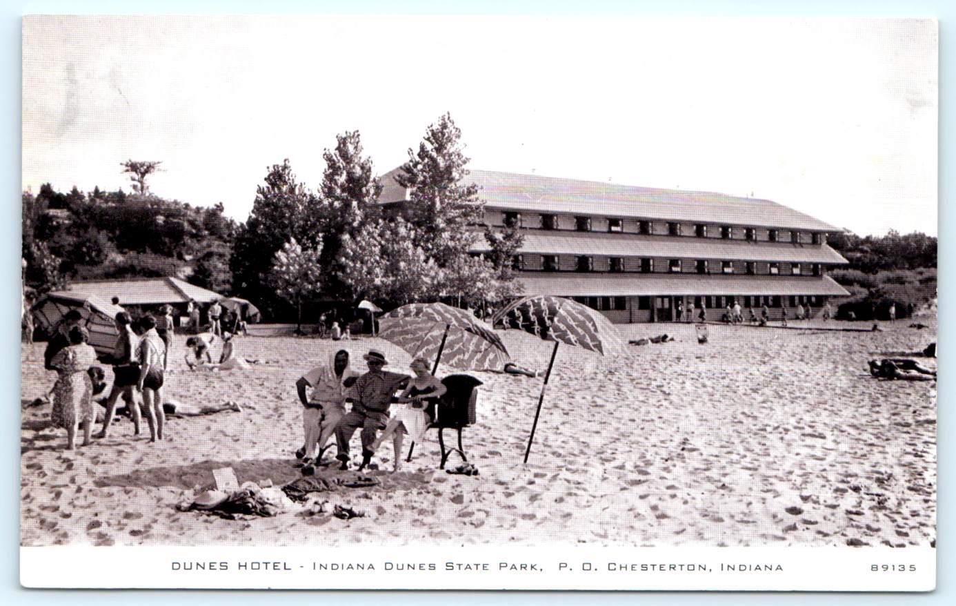 CHESTERTON, IN Indiana Roadside DUNES HOTEL c1940s Porter County Childs Postcard