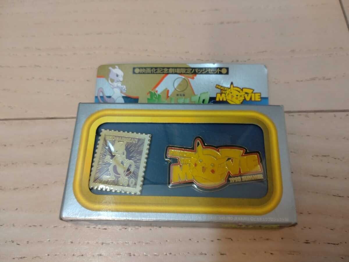 pokemon stamp shaped badge mewtwo pikachu movie limited