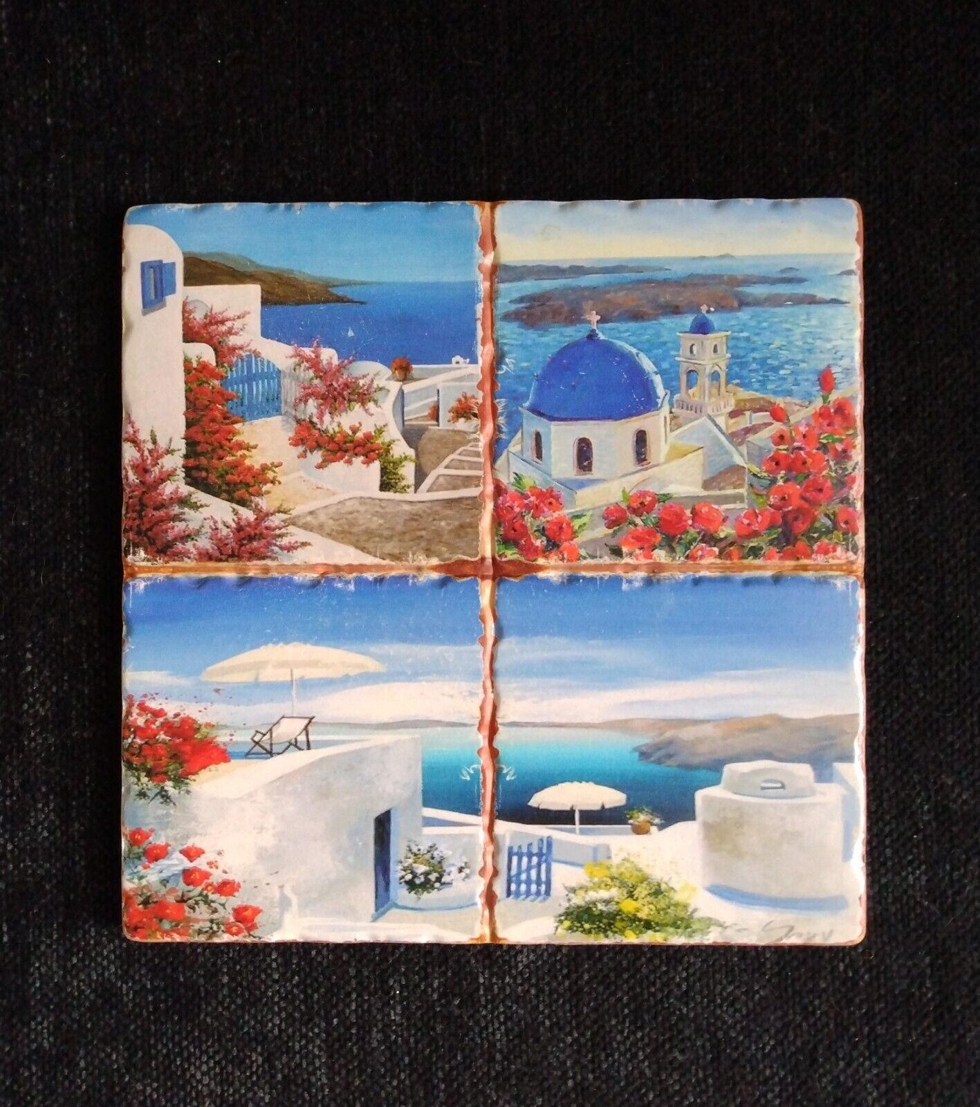 Ceramic Art Tile Backsplash Tabletop Trivet Ocean Mediterranean Sea 7.5\