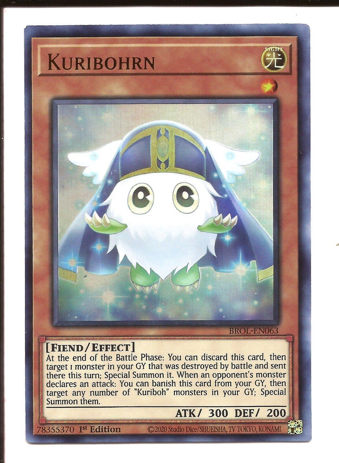 2020 Yu-Gi-Oh 1st Edition Trading Card Game Holofoil Kuribohrn - Excellent Cond